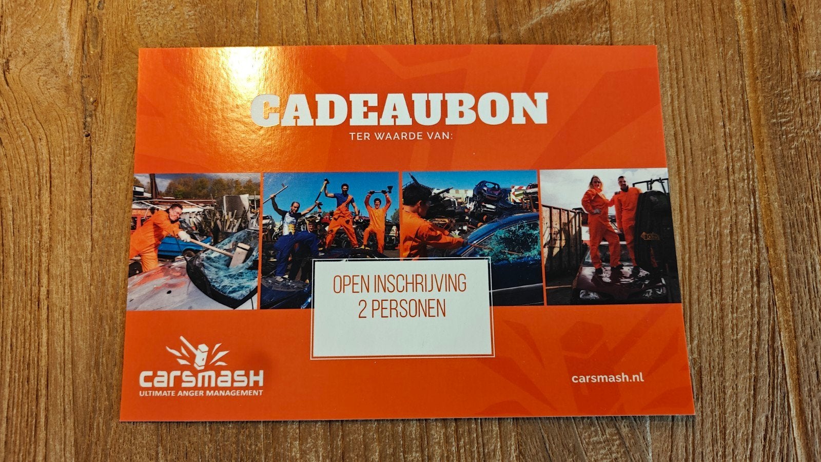 CarSmash Cadeaubon Amsterdam of Utrecht twv €99,-, Tickets en Kaartjes, Twee personen, Cadeaubon, Overige typen