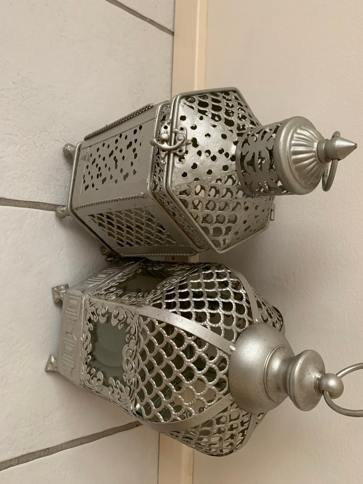 Set van 2 zilverkleurige lantaarns nieuw, Ophalen, Lantaarn, Overige merken, Nieuw