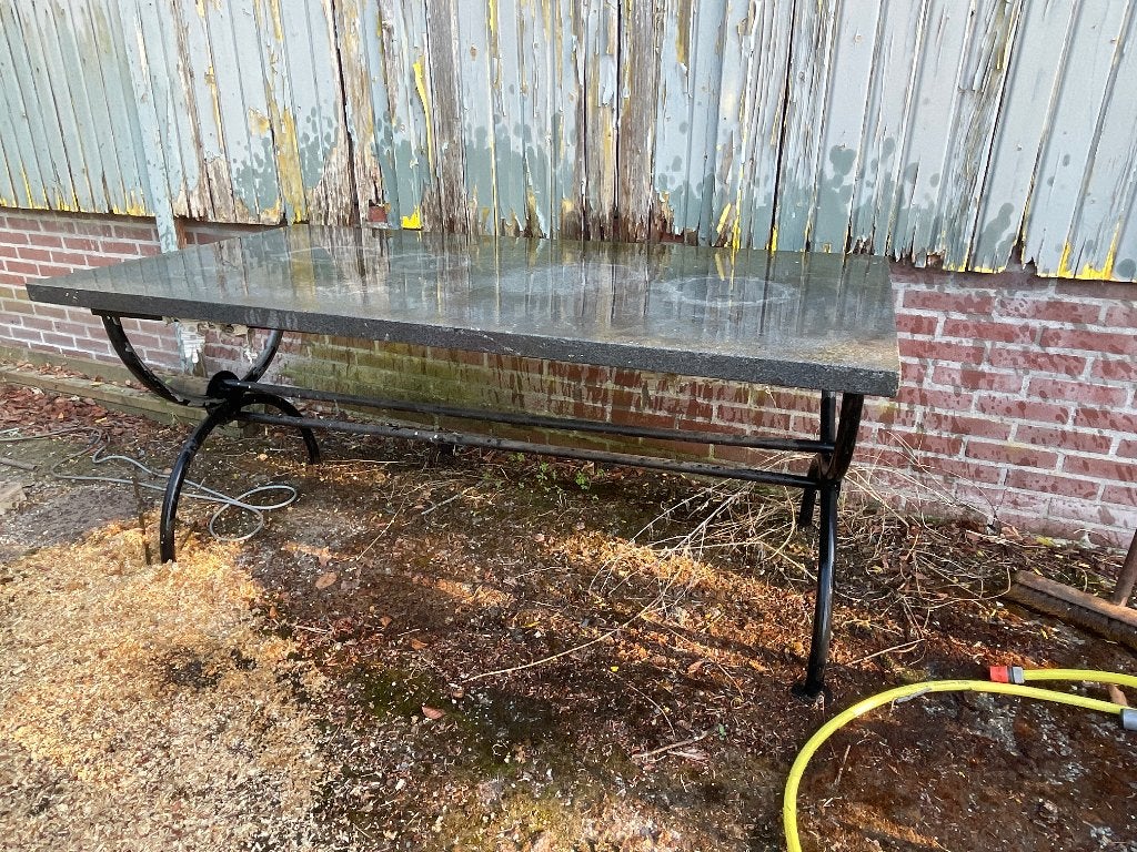 Tuintafel met granieten blad, Tuin en Terras, Tuintafels, Ophalen, Gebruikt, Rechthoekig, Overige materialen