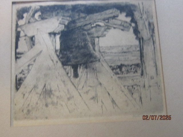 WALTER VAES, (B), Mooie ingel ets Klok van Deurne, Ophalen, Ets