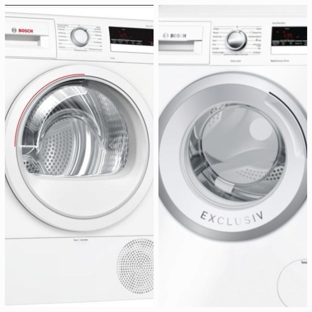 Bosch set Wasmachine&Warmtepompdroger A+++., 8 tot 10 kg, Ophalen, Zo goed als nieuw, 85 tot 90 cm