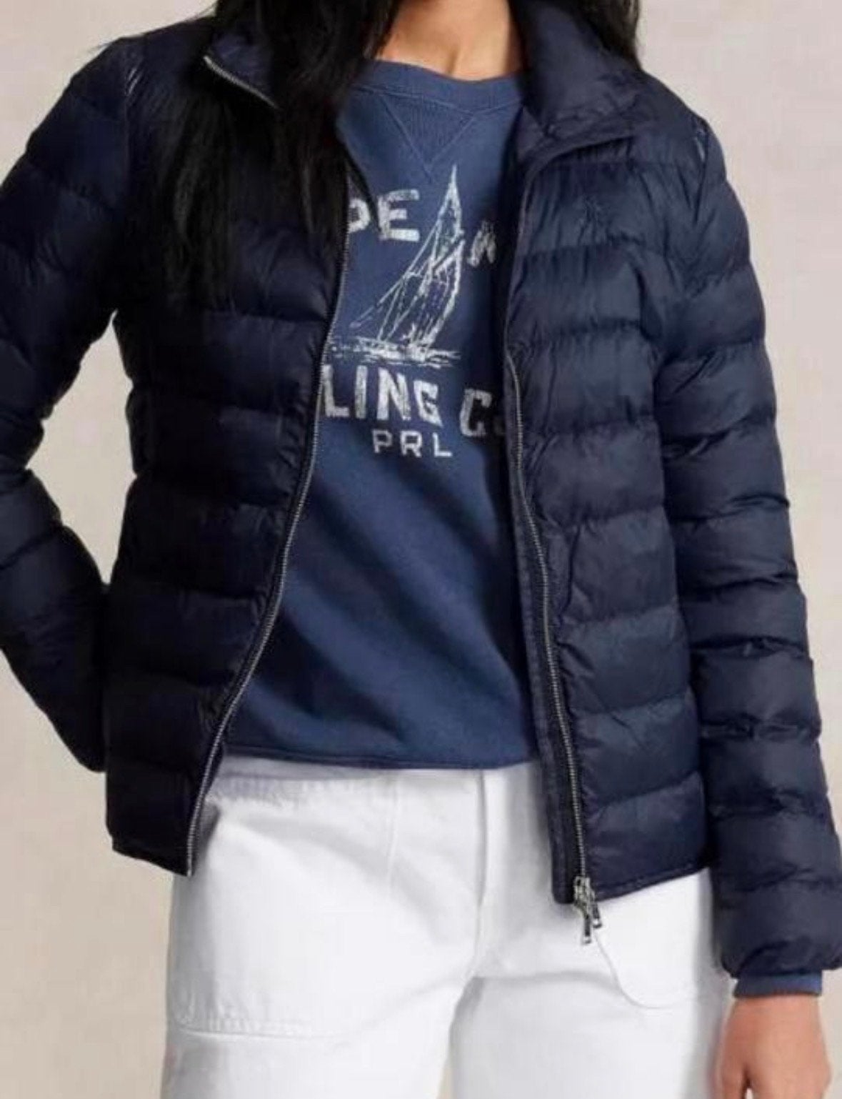 Polo Ralph Lauren donsjack - Maat L, Kleding | Dames, Ophalen of Verzenden, Zo goed als nieuw, Maat 42/44 (L), Blauw