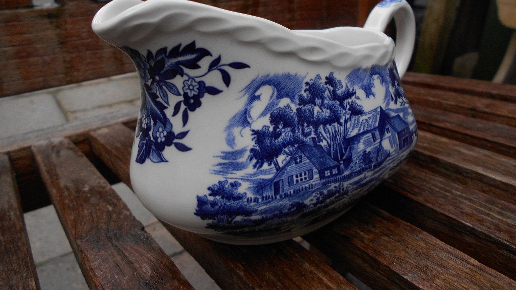 engels servies Grindley Country style blauw 1 SAUSKOM SJUKOM, Antiek en Kunst, Ophalen of Verzenden