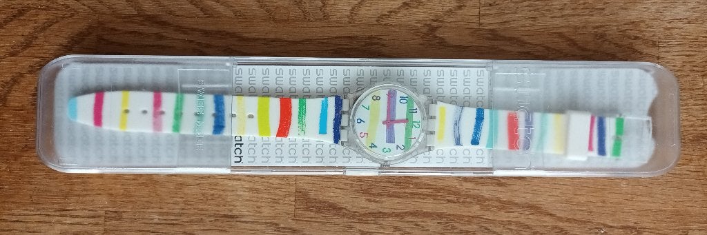 Swatch Colorland (GE254) horloge, Sieraden, Tassen en Uiterlijk, Kunststof, Polshorloge, Swatch, Kunststof