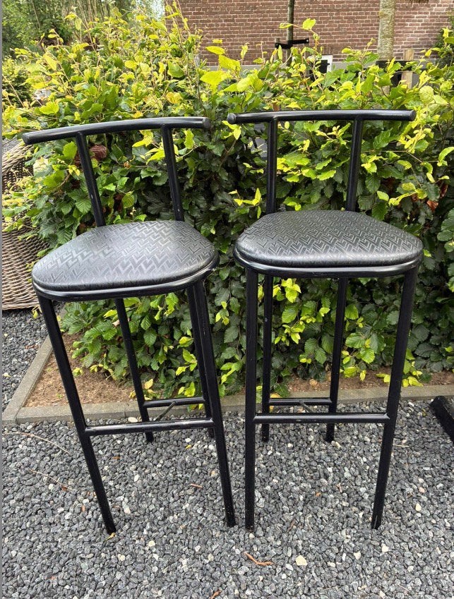 2 zwarte Bieffeplast Tokio barkrukken Design UNIEK, Met voetsteun, Kunststof, 60 tot 90 cm, Ophalen of Verzenden