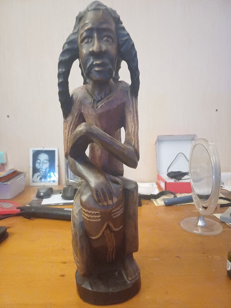 Houten beeld van Bob Marley, Verzamelen, Beelden en Beeldjes, Ophalen, Zo goed als nieuw, Overige typen