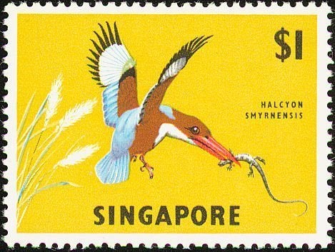 SINGAPORE 4 - Dieren: vogels (ijsvogel), Ophalen of Verzenden, Postfris, Dier of Natuur
