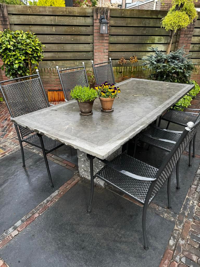 Chinees hardsteen / natuursteen tuintafel, Tuin en Terras, Tuinsets en Loungesets, Ophalen, Overige materialen, Gebruikt, 6 zitplaatsen