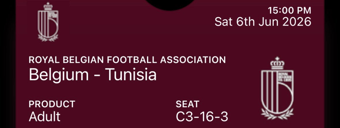 Ticket Tunesie vs Belgie, Tickets en Kaartjes, Eén persoon