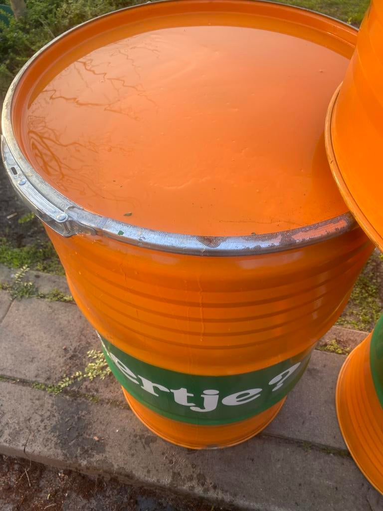 Supergave vaten voor statafel oranje groen olievat, Ophalen, ., Zo goed als nieuw, .