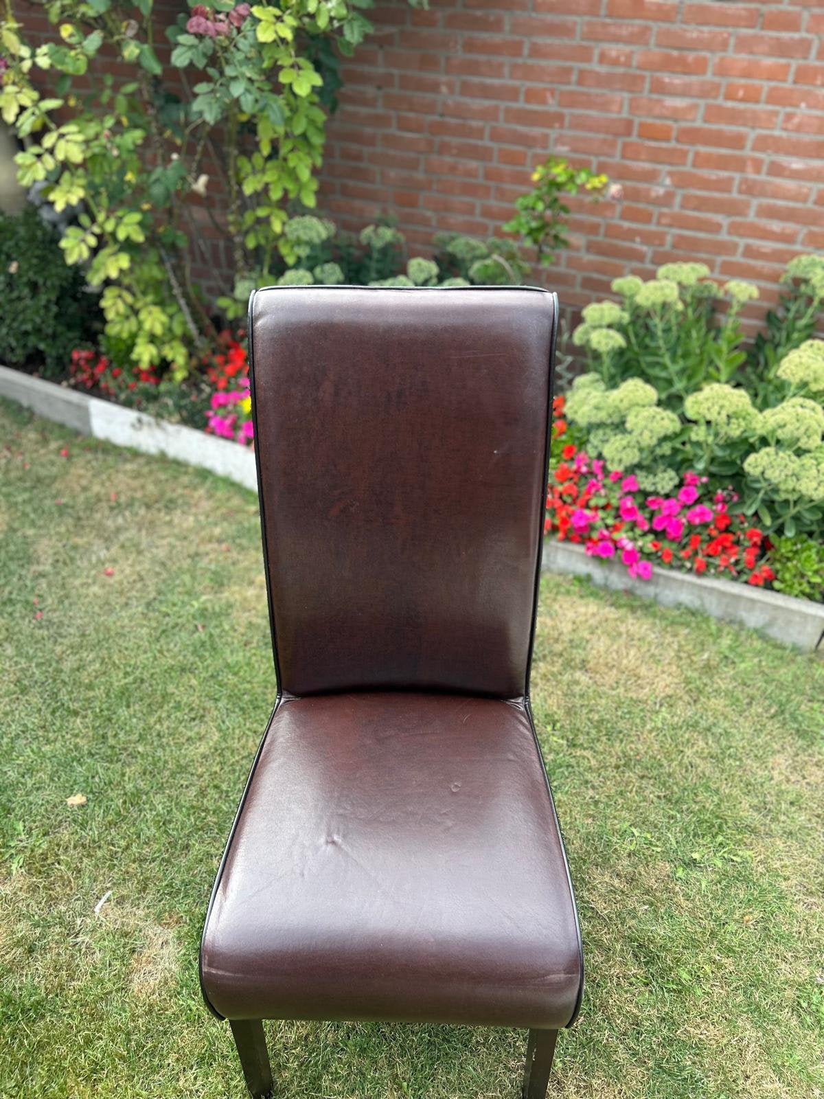 Bruin Eettafel Stoelen van Leer te koop- 6stuks, Huis en Inrichting, Stoelen, Ophalen, Bruin, Leer, Zo goed als nieuw