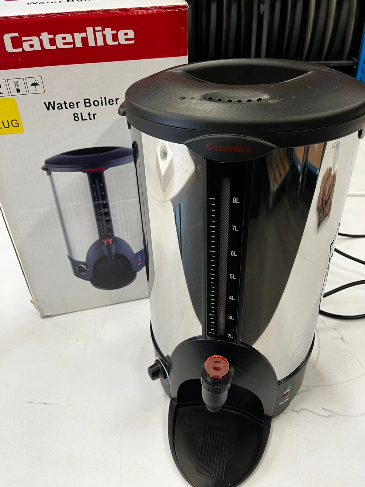 1x Caterlite 8 liter professionele waterkoker, 1 tot 2 liter, Ophalen, Zo goed als nieuw, Rvs