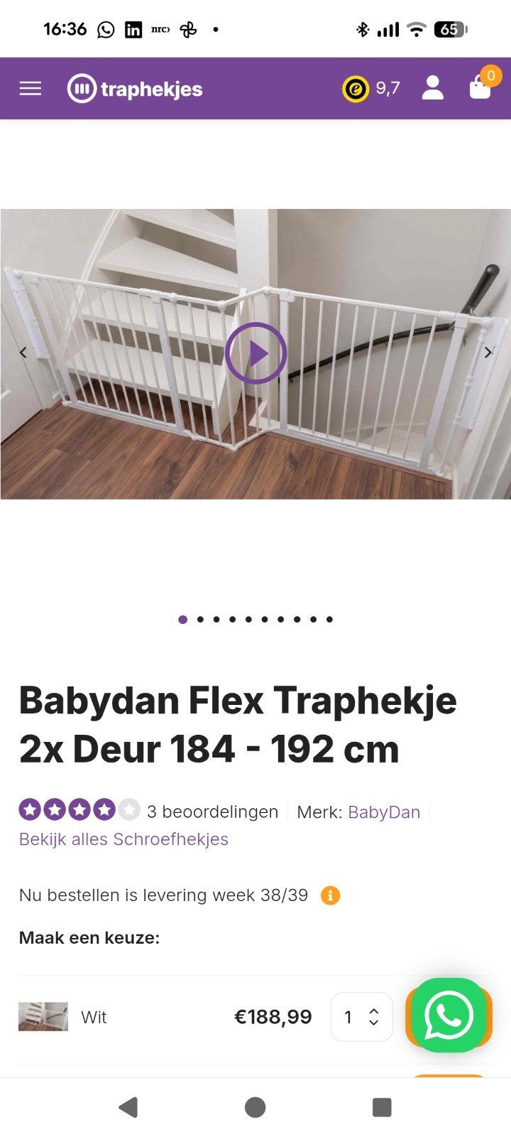 BabyDan Flex Traphekje met wandbevestiging, Ophalen, Gebruikt, 115 cm of meer, Metaal of IJzer