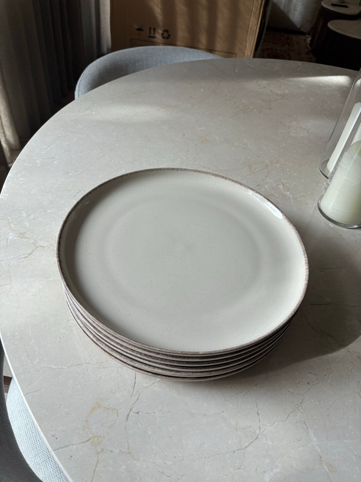 6x dinerborden Ø27cm beige - Helemaal nieuw, Ophalen, Overige merken, Keramiek, Nieuw