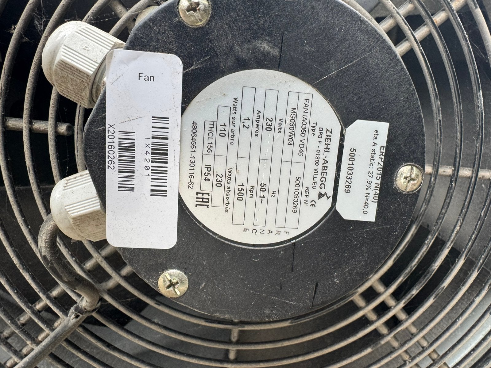 heteluchtverwarmer / kachel - ZIEHL-ABEGG fan, Ophalen, 30 tot 80 cm, Gebruikt, Kachel