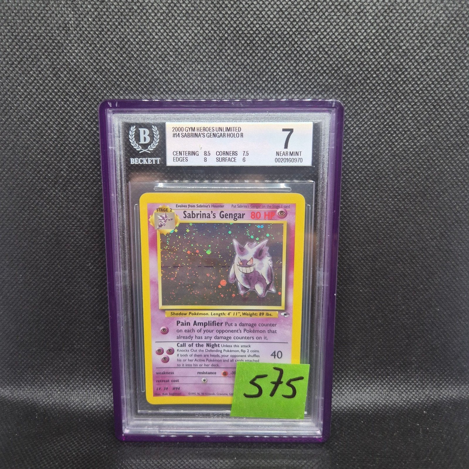 Sabrina's Gengar Holo Gym Heroes BGS 7, Hobby en Vrije tijd, Verzamelkaartspellen | Pokémon, Ophalen of Verzenden, Zo goed als nieuw