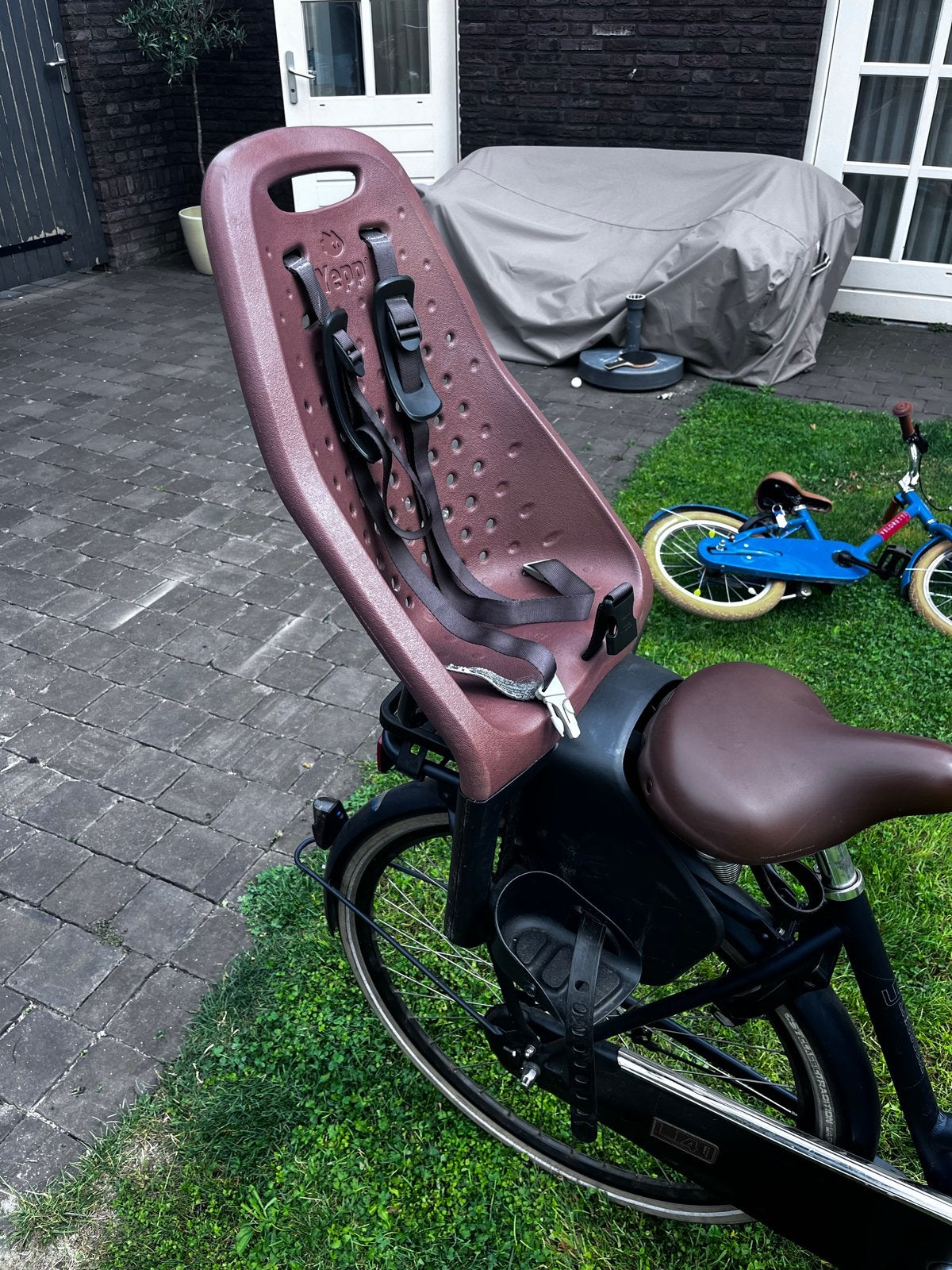 Yepp kinderstoel met koppelstuk voor achter, Ophalen, Achterzitje, 9 t/m 36 kg, Gebruikt