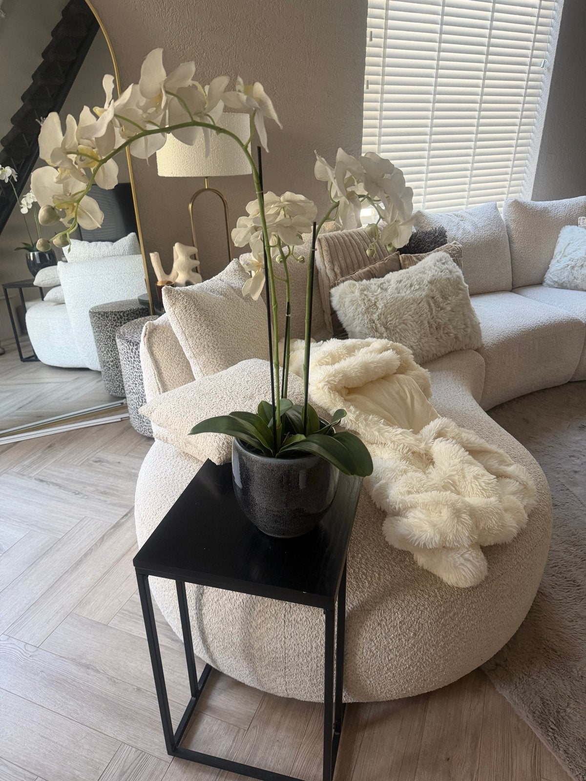 2 Witte Orchidee Kunstplant in Pot Onderhoudsv, Binnen, Kunstplant, Nieuw, Ophalen of Verzenden