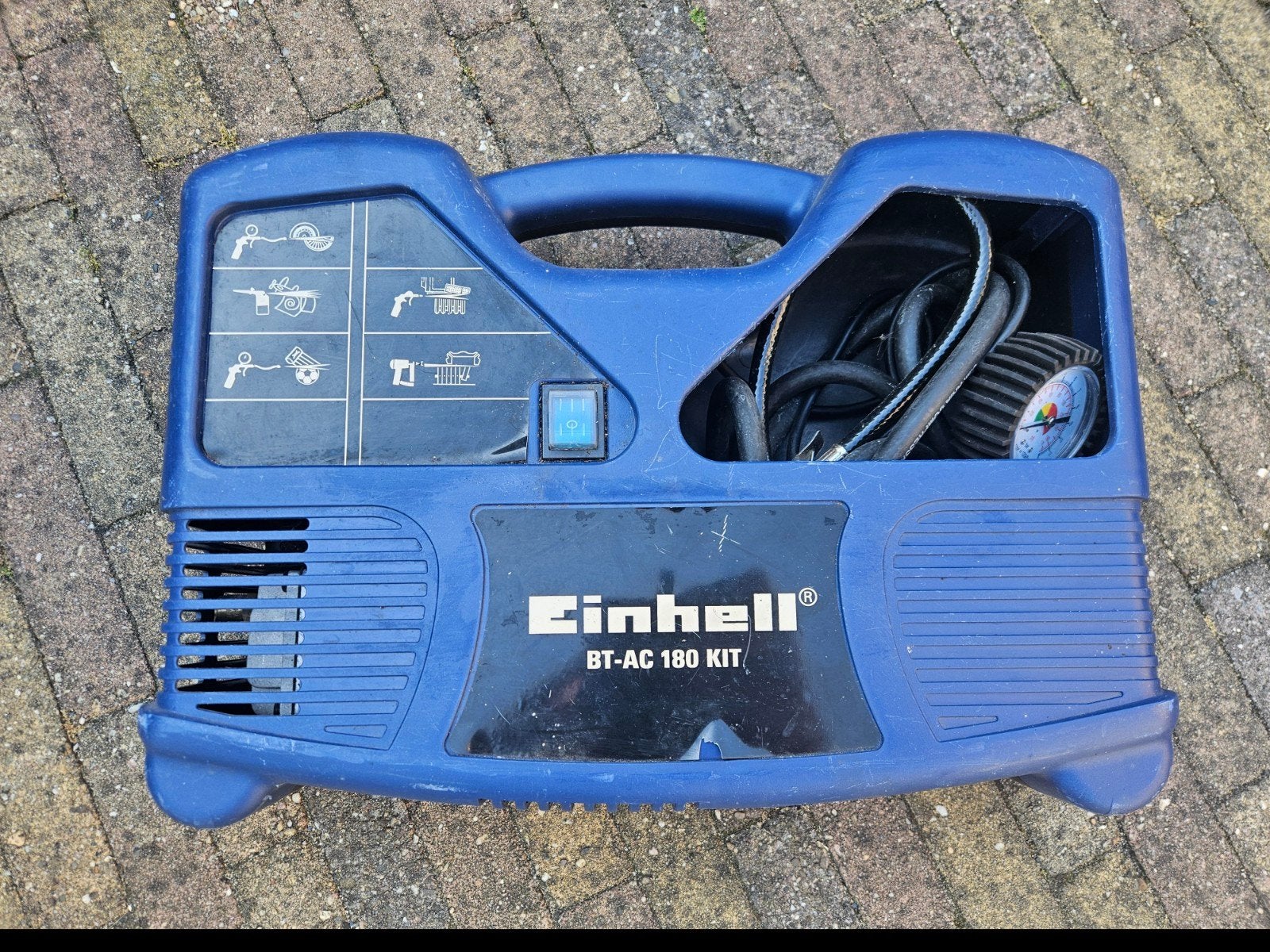 Einhell BT-AC 180 KIT Compressor - Draagbaar en Compleet, Gebruikt, Ophalen of Verzenden, Minder dan 200 liter/min, Minder dan 6 bar