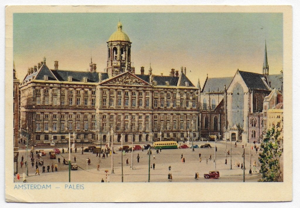 Amsterdam Paleis gelopen ansichtkaart (B 2907 ), Ophalen of Verzenden, 1940 tot 1960, Gelopen, Noord-Holland