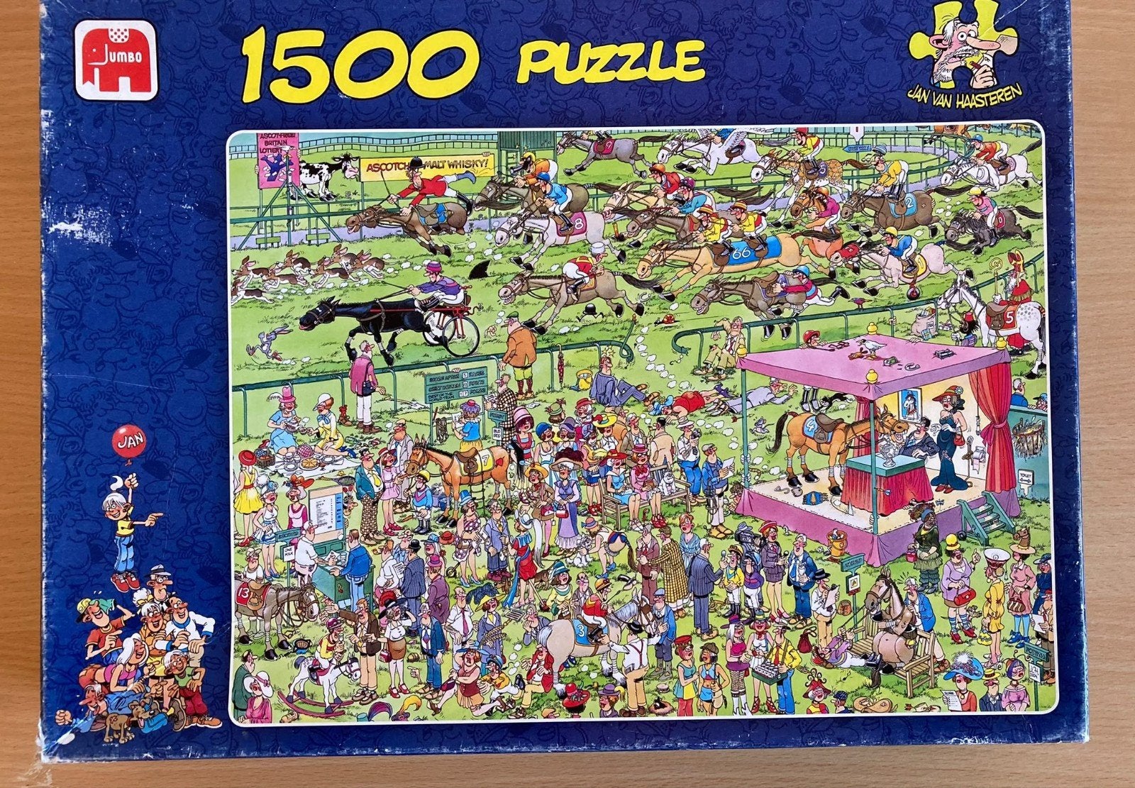 Jumbo Jan van Haasteren 1500 stukjes - Paardenrace, Ophalen of Verzenden, Meer dan 1500 stukjes, Gebruikt, Legpuzzel