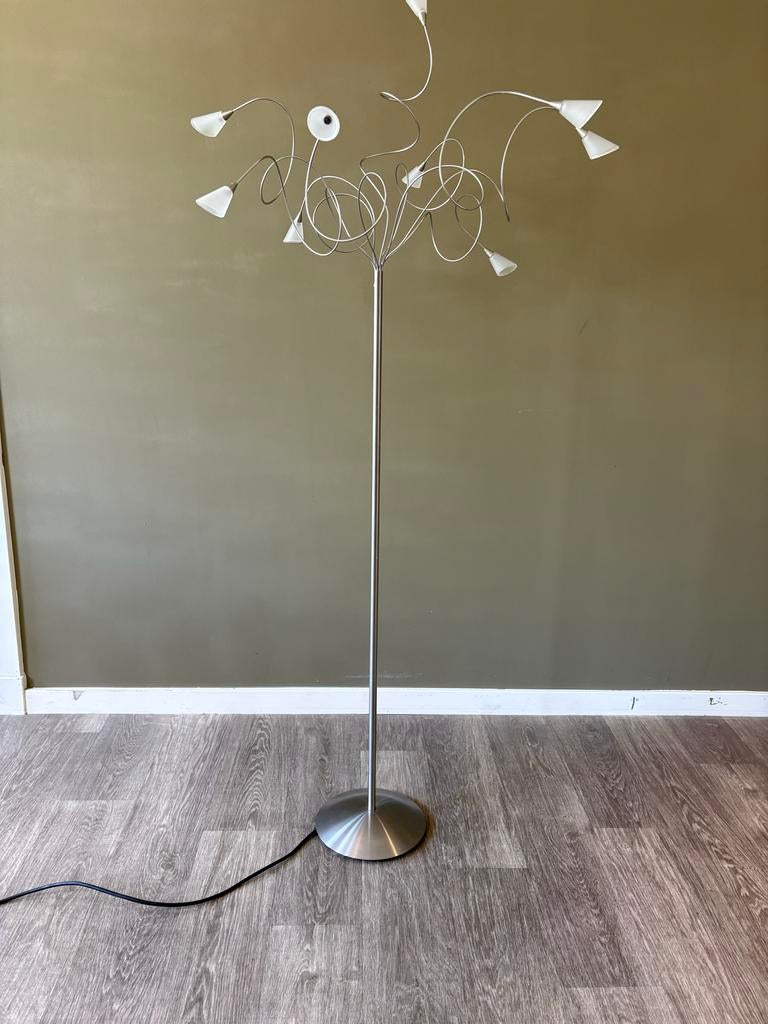 Harco Loor RVS design vloerlamp met 9 lichtpunten, Ophalen of Verzenden, Zo goed als nieuw, Metaal, 150 tot 200 cm