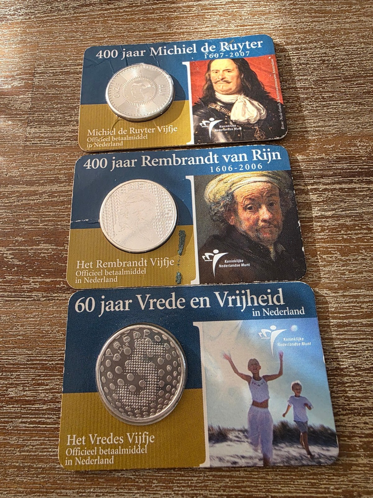 Zilveren 5 Euro Munten UNC  Michiel de Ruyter,Rembrandt, Vr, Setje, Zilver, Overige landen, Ophalen of Verzenden