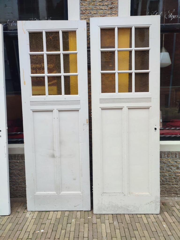 Binnendeur jaren 20/30 art deco set, Ophalen, Gebruikt, Binnendeur, Glas