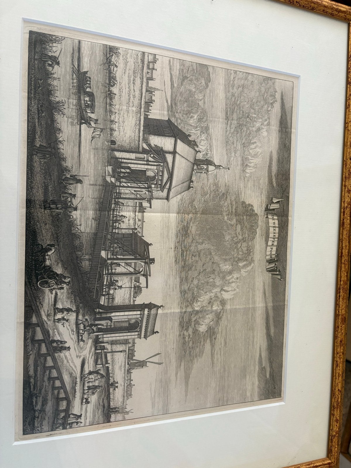 Kopergravure Weesperpoort Amsterdam - Historisch Stadsgezich, Antiek en Kunst, Kunst | Etsen en Gravures, Ingelijst, Stadsgezicht