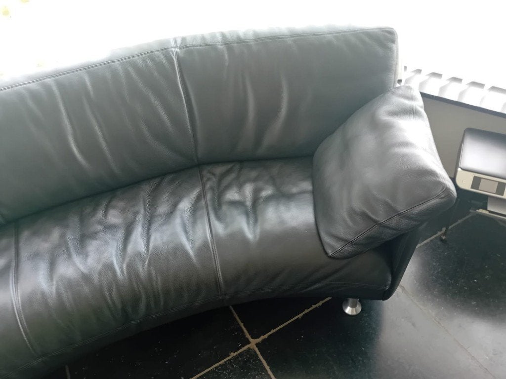 Artanova Ronde bank met lounge echt dik leer, Ophalen of Verzenden, Gebruikt, Leer, Klassiek-modern-vintage-