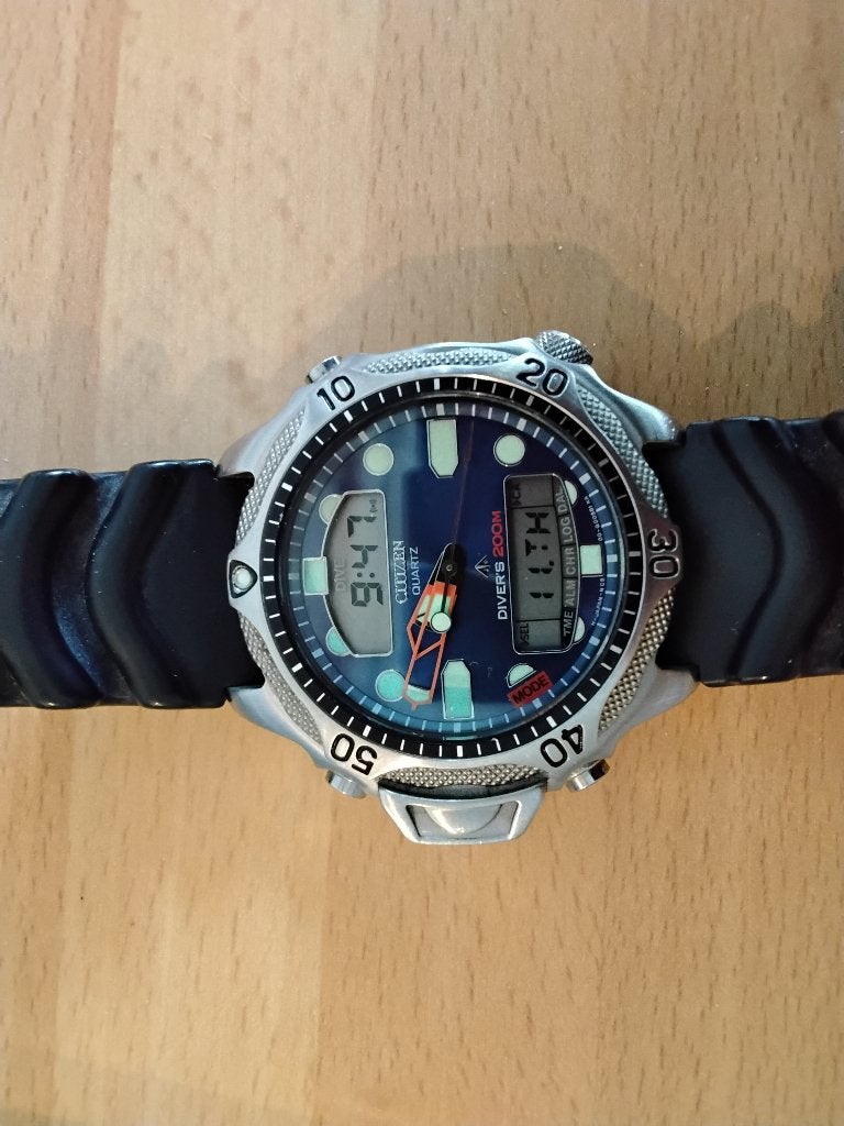 Citizen promaster JP 1010 zgan met nieuwe batterij, Staal, Kunststof, Ophalen of Verzenden, Zo goed als nieuw