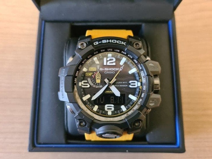 Casio Mudmaster GWG-1000-1A3 zwart/geel nw. band TOPSTAAT, Casio, Kunststof, Polshorloge, Kunststof