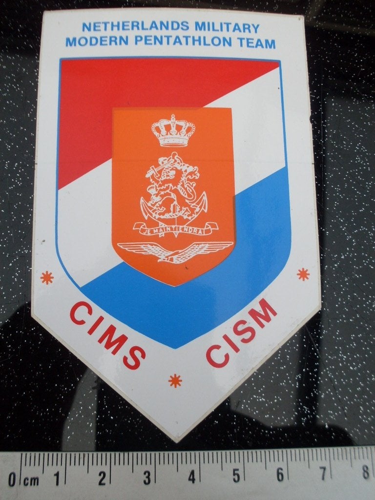 sticker netherlands military modern pentathlon team cism, Verzenden, Zo goed als nieuw, Bedrijf of Vereniging