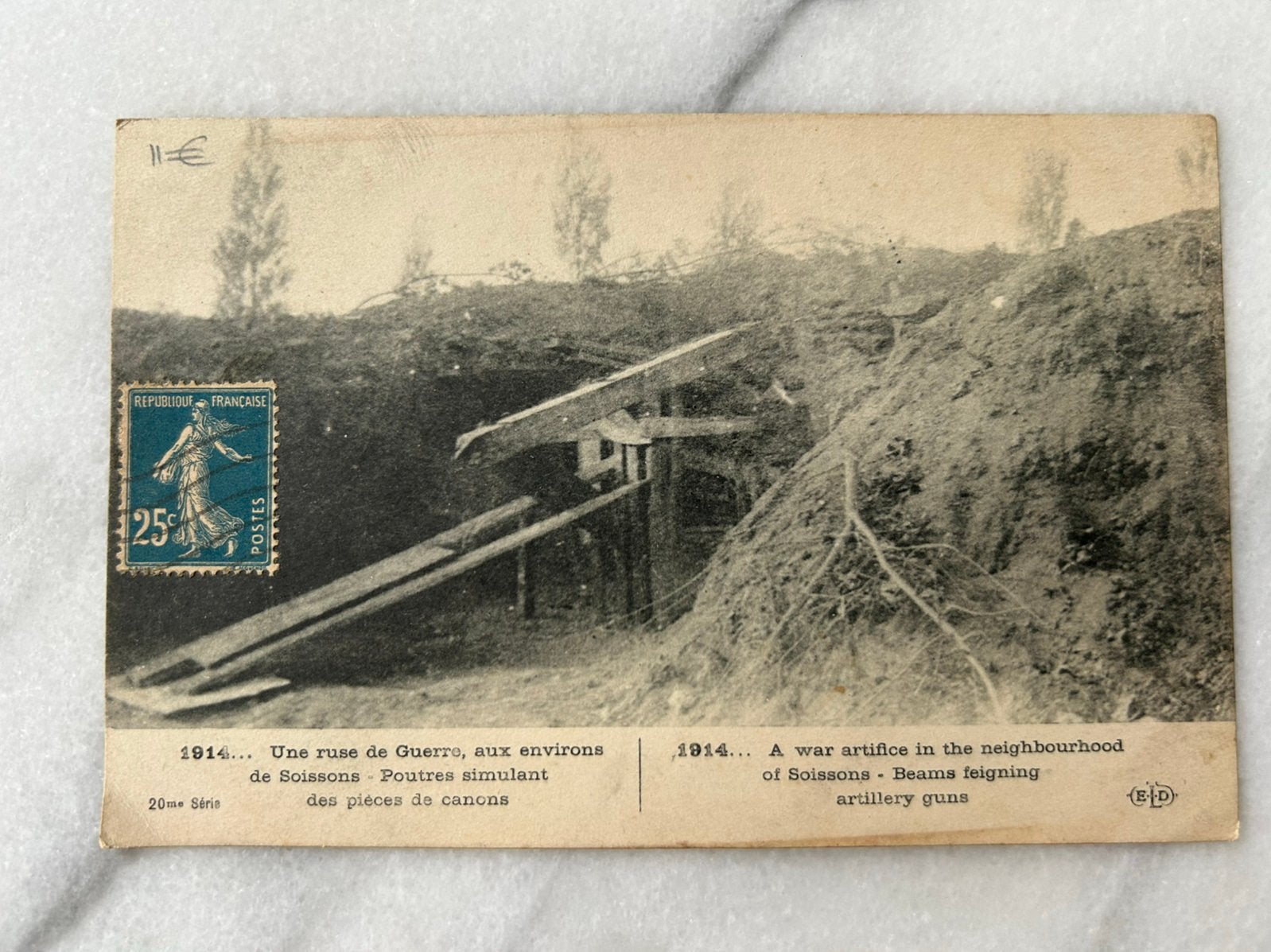 Wo1: ak dodelijke creativiteit catapult loopgraaf, Ophalen of Verzenden, Landmacht, Nederland, Foto of Poster