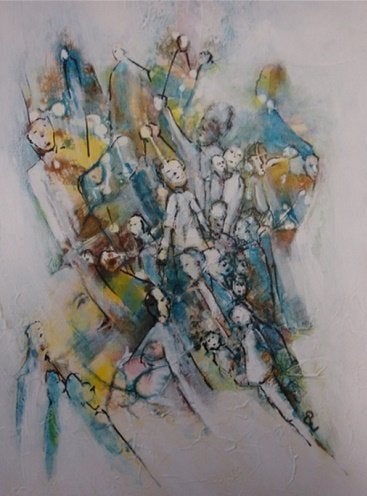 Kunsthandel Gennep - "Op Weg 3", Ophalen of Verzenden, Gesigneerd, Acrylverf