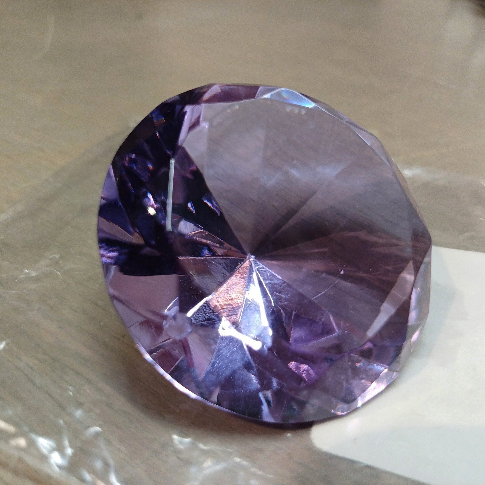 PAARS ROZE KRISTALLEN DECORATIE DIAMANT, Ophalen of Verzenden, Zo goed als nieuw, Paars, Glas