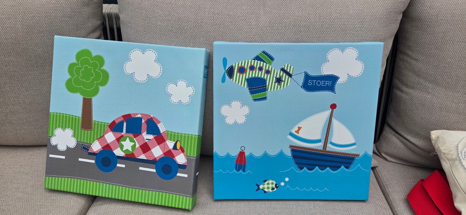 twee canvas schilderijen kinderkamer, Ophalen, Zo goed als nieuw, Wanddecoratie