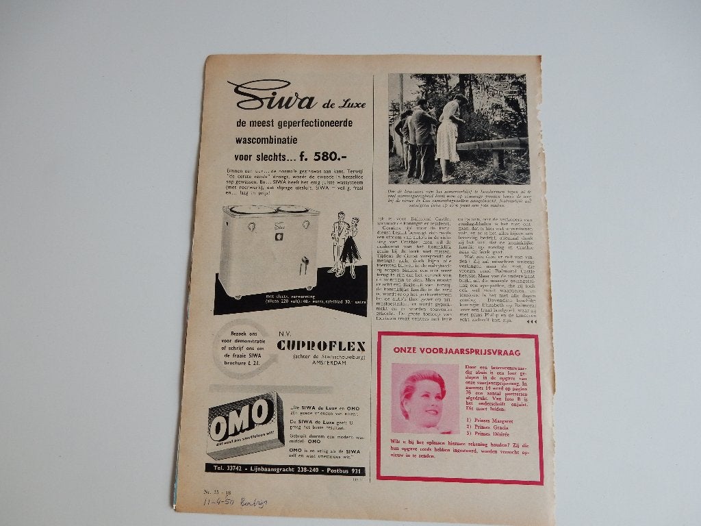 Prinses Gracia, prijsvraag artikel uit Beatrijs 1959., Verzamelen, Ophalen of Verzenden, 1940 tot 1960, Nederland, Knipsel(s)
