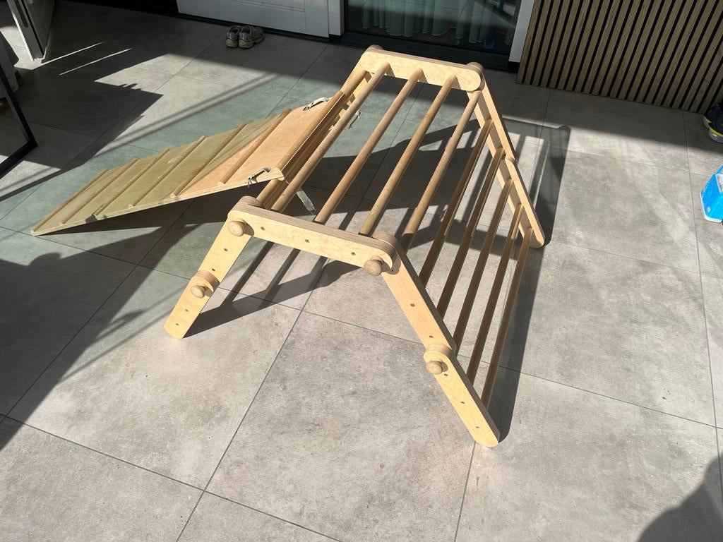 Ette tete, Houten klimtoestel met glijbaan voor kinderen, Ophalen of Verzenden, Gebruikt, Klimwand