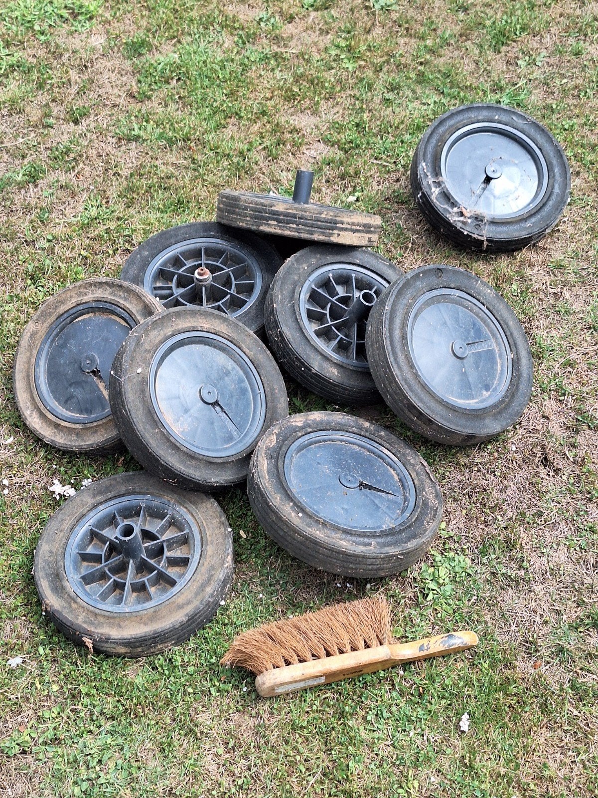 Wielen voor kruiwagen of kar - 29cm diameter, 22mm as, Ophalen of Verzenden, Gebruikt
