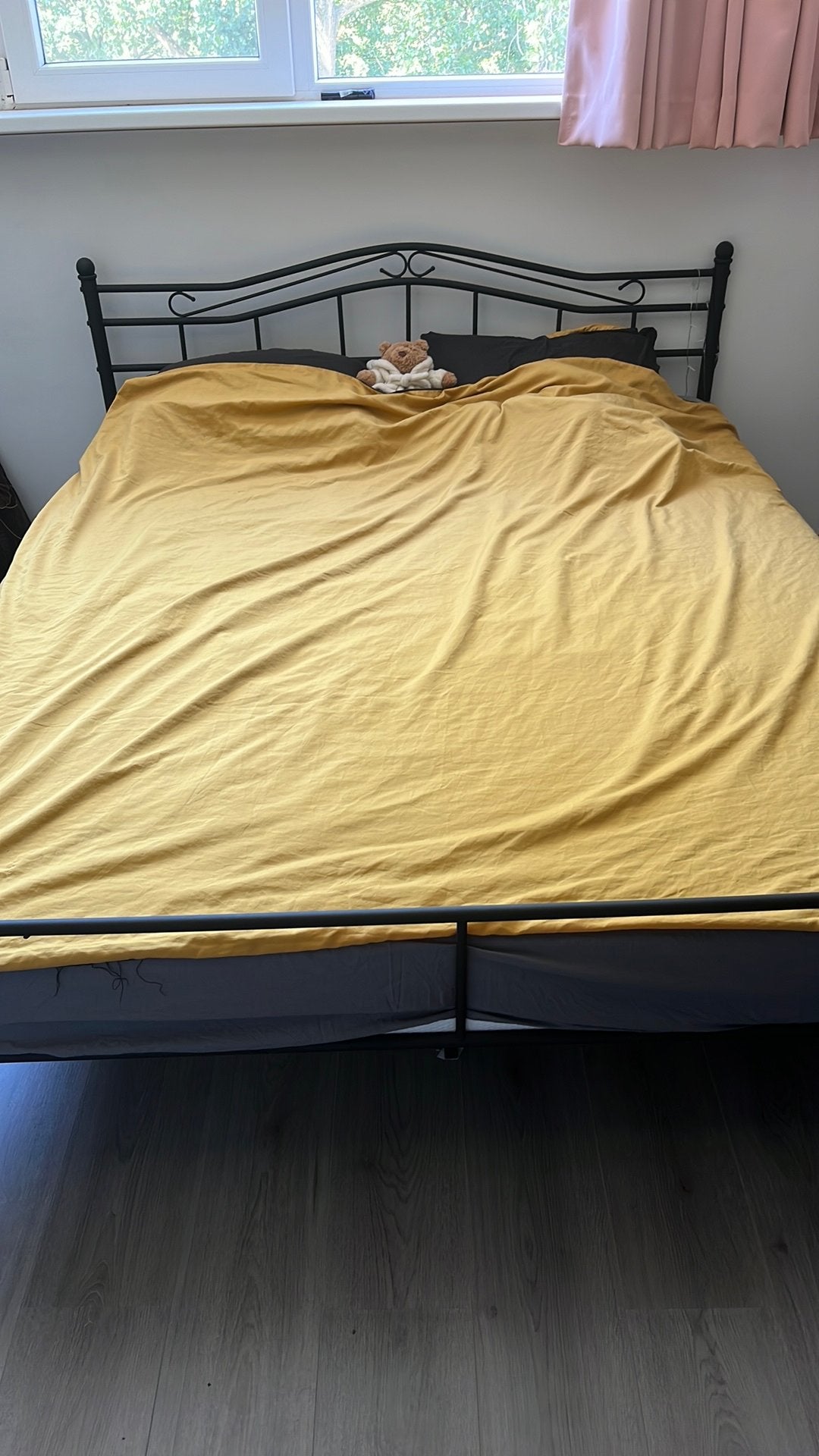 NIEUW - Tweepersoons bed zwart metaal, Ophalen, Zwart, Tweepersoons, 140 cm