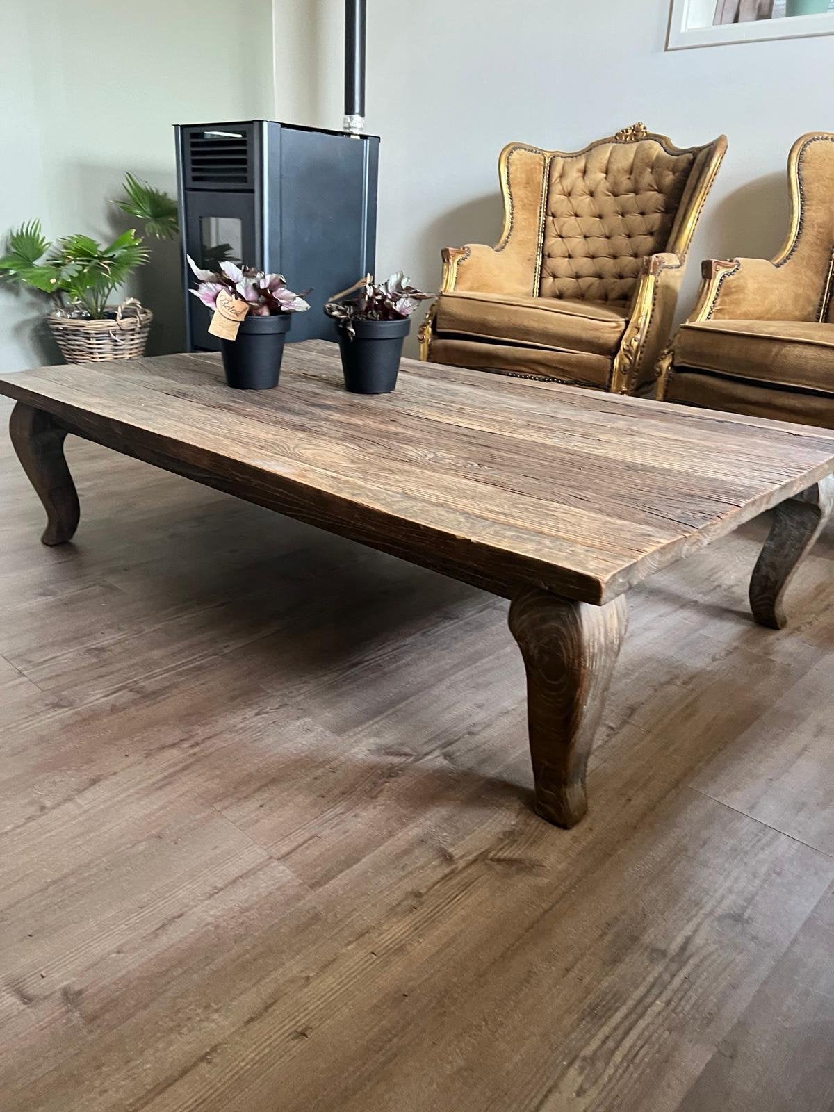 Prachtige exclusieve massieve teak salontafel, Huis en Inrichting, Tafels | Salontafels, Ophalen, 100 tot 150 cm, Teakhout, 50 tot 100 cm