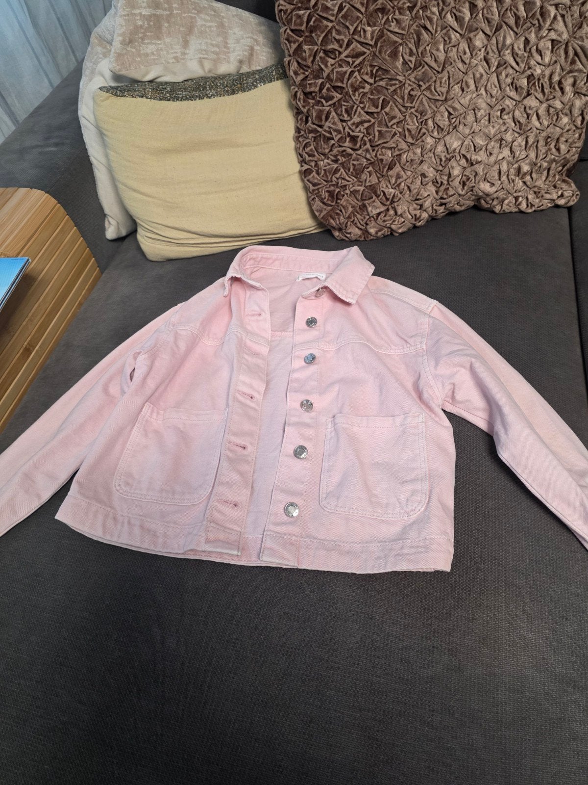 Roze spijkerjasje van MNG, maat 140 cm, Meisje, MNG, Ophalen of Verzenden, Zo goed als nieuw