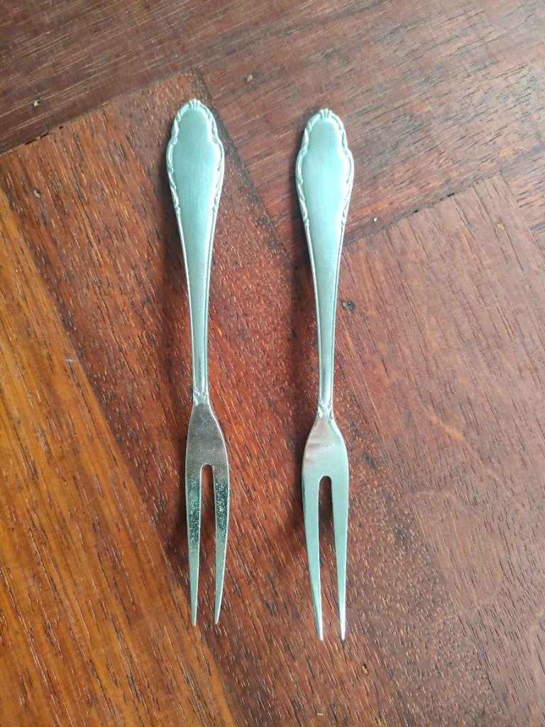 Vleesvorken silvello vintage 2x, Antiek en Kunst, Antiek | Bestek, Ophalen