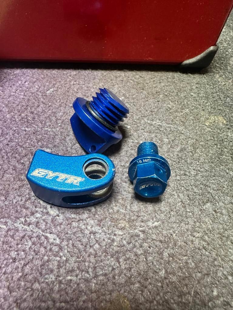 GYTR Olieplug Set - Blauw Aluminium, Motoren, Ophalen of Verzenden, Gebruikt