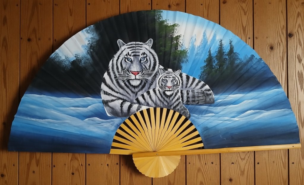 Waaier XXL tijgers wit gratis bezorging, Oosters, Ophalen of Verzenden, Zo goed als nieuw, 150 cm