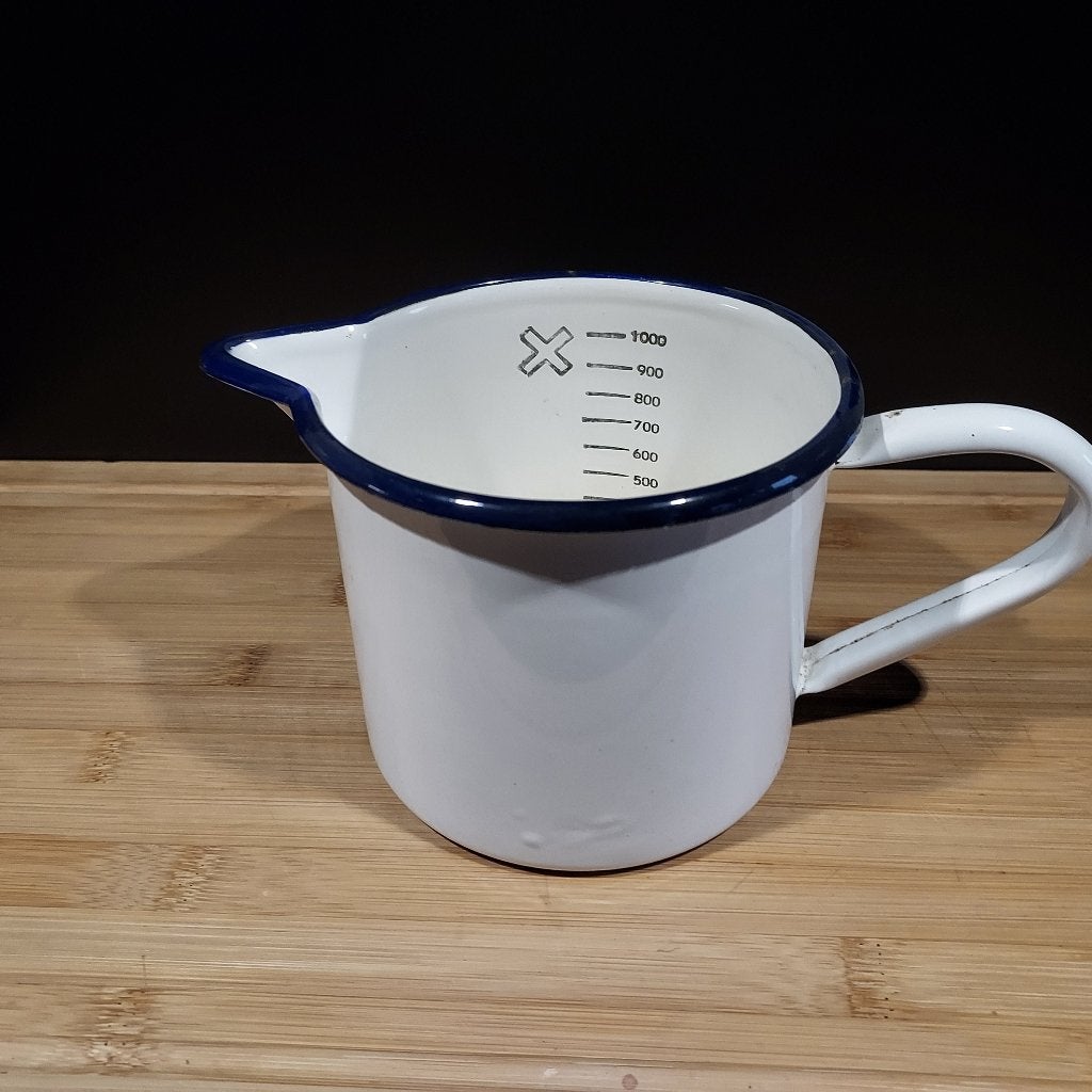 Emaille maatbeker wit 1 liter NO 789, Ophalen of Verzenden