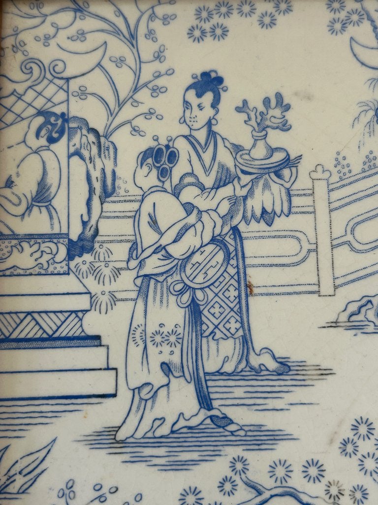 Antieke tegellijst blauw wit Chinoiserie Petrus Regout, Antiek en Kunst, Ophalen of Verzenden