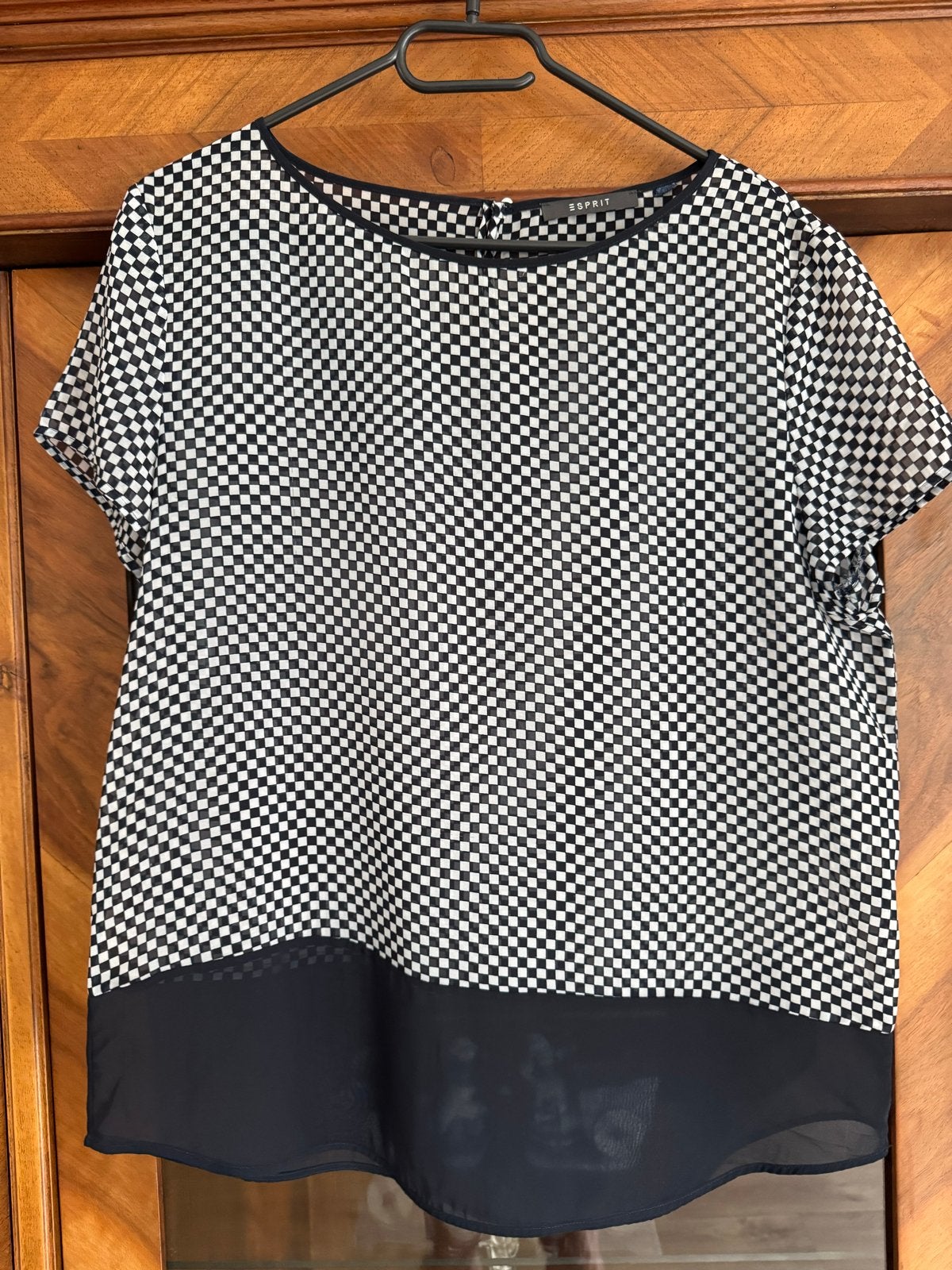 Esprit Blouse Zwart-Wit Geruit Maat 40, Ophalen of Verzenden, Zo goed als nieuw, Maat 38/40 (M), Zwart