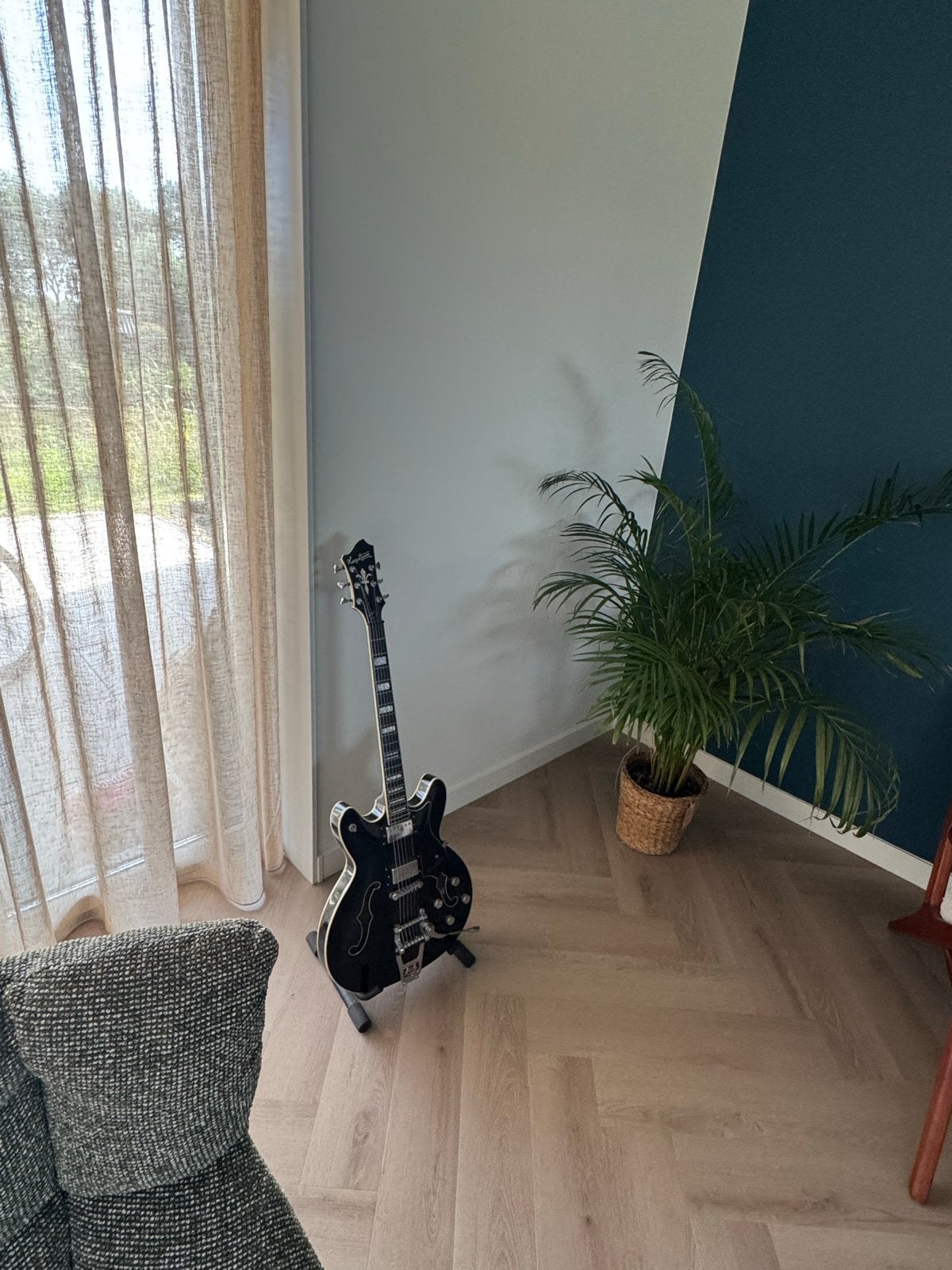 Hagstrom Viking DLX Semi-Hollow Body Gitaar met Stander, Ophalen, Gebruikt, Semi-solid body, Overige merken